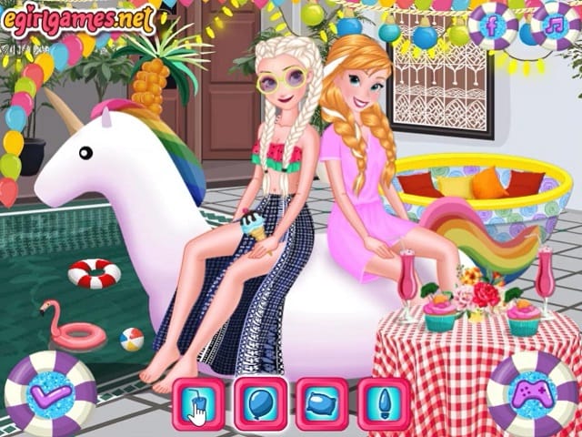 elsa and anna swimming pool games